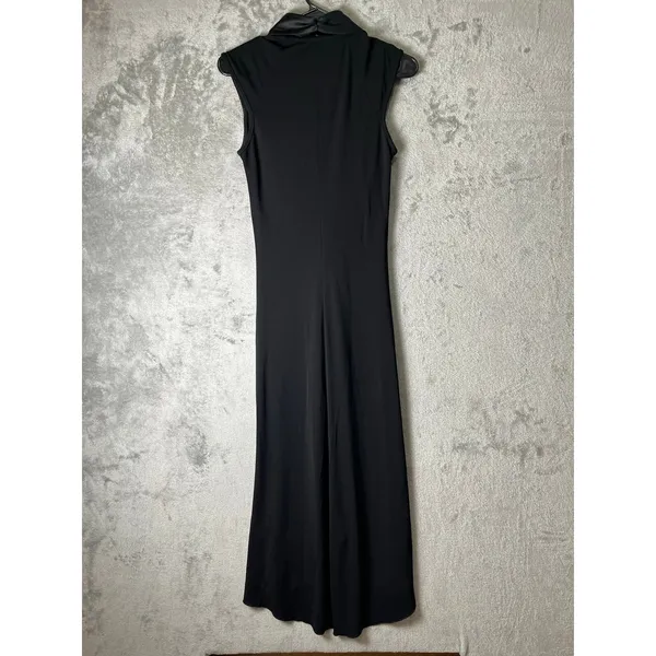 Vintage Y2K Old Hollywood Glam Black Maxi Dress Draped Formal Evening Gown M‎ - Image 3