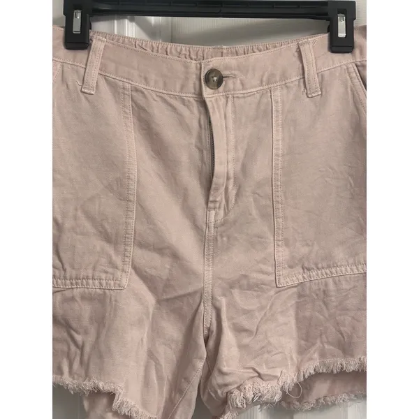 Aerie Women’s Blush Pink High Rise Frayed Hem Utility Shorts Size M/M - Image 2