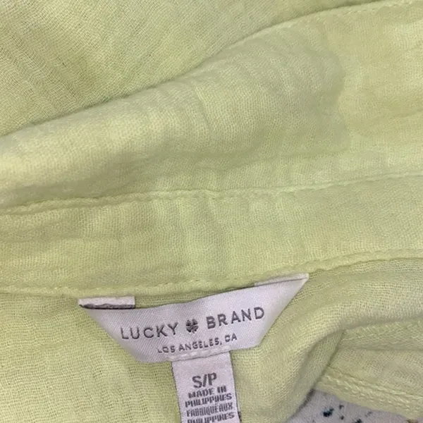 LUCKY Brand lime green cotton button down top size small - Image 7