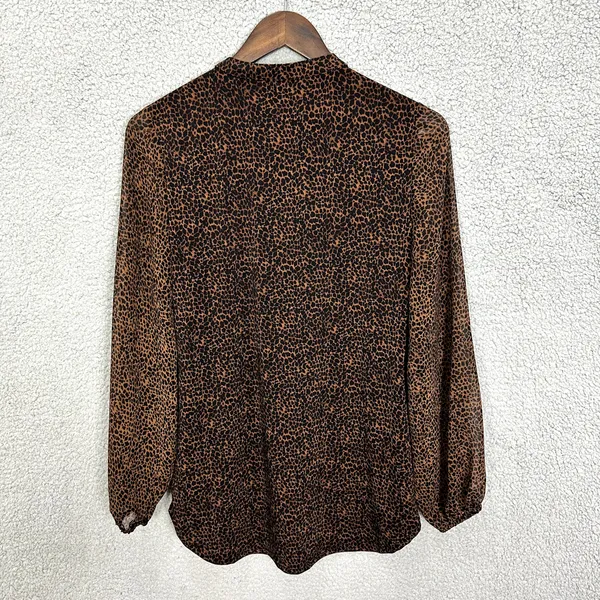 White House Black Market Top Womens XS Brown Animal Print Oversized Flowy‎ Boho - Image 2