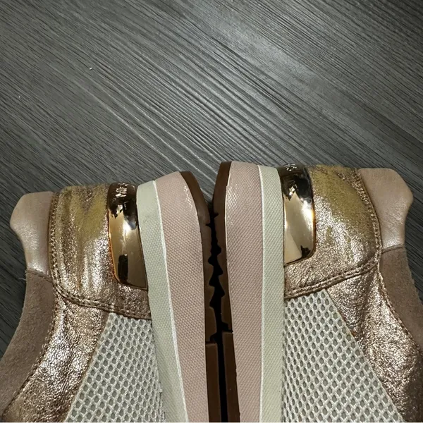 Michael Kors MK Allie Trainer Leather Pink‎ Gold Sneaker Shoes Size 8 - Image 9