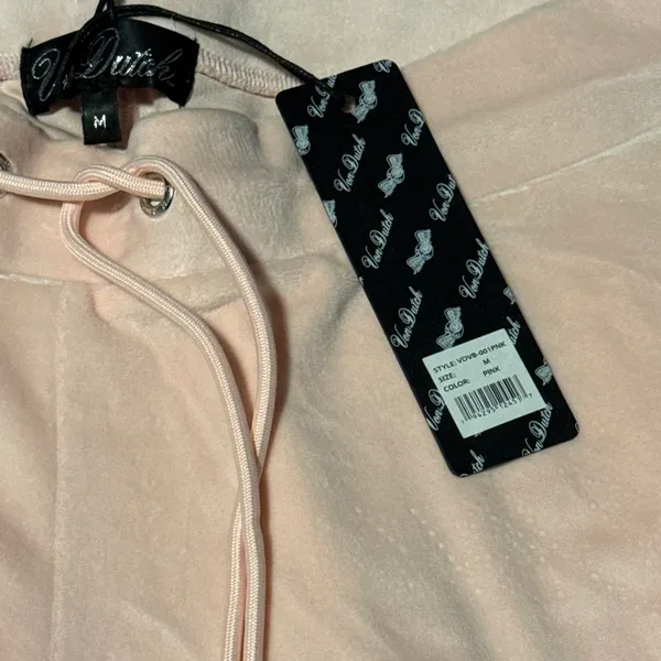 VON DUTCH Pink Velour Drawstring Pants Size Medium - Image 3