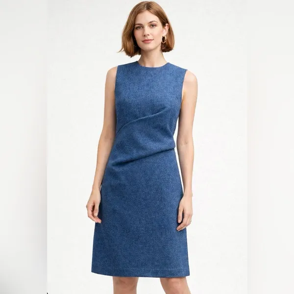 FRANCES VALENTINE Callista Wool-Blend Dress Blue NWT Large Chic - Image 2