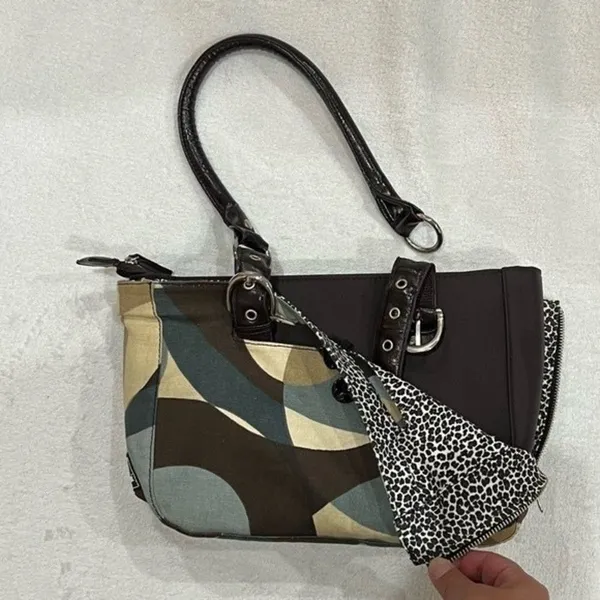 Luvali Changeable & Reversible Dark Brown Bag with Kaleidoscope/Jungle Cover - Image 4