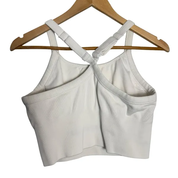 Alo Yoga White Seamless Ribbed Favorite Bra Cropped Athleisure Gym Tank Top S - Image 5