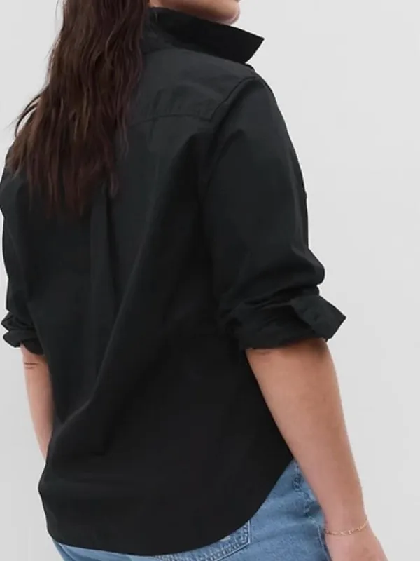 GAP Black Button up relaxed fit long sleeve Shirt size L front pocket minimalist - Image 2