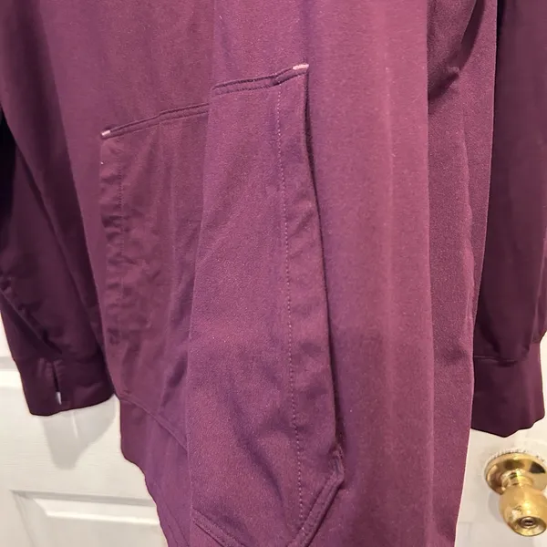 LL Bean Womens Large 1/4 Zip Hoodie Burgundy‎ Performance Pullover Thumbholes - Image 3