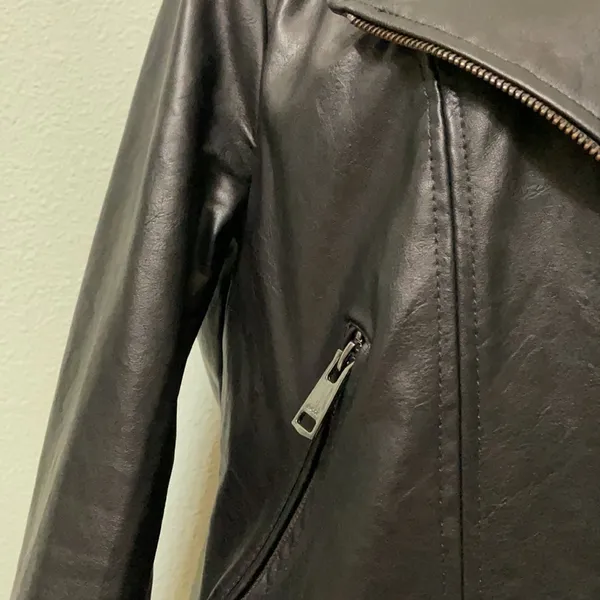 Elodie Black Leather Biker Motorcycle Jacket - Image 5
