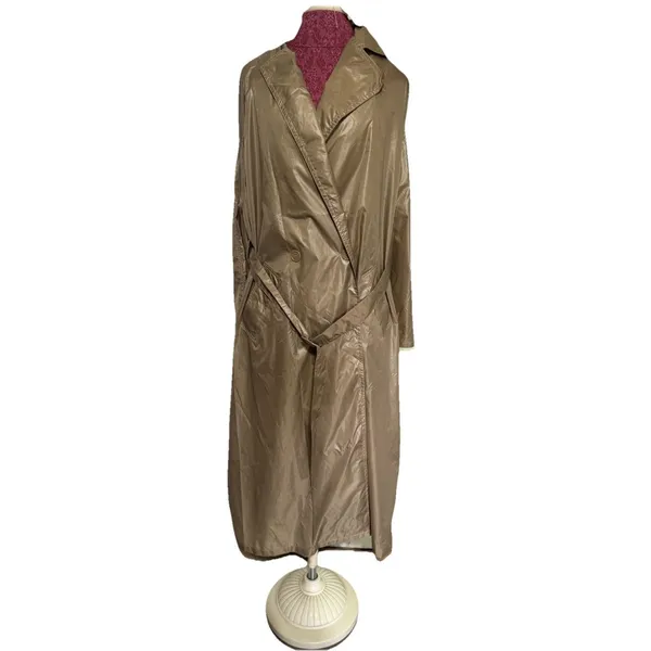 THE TOTES COAT Tan Button Up Midi Water Repellent Vintage Style One Size - Image 13