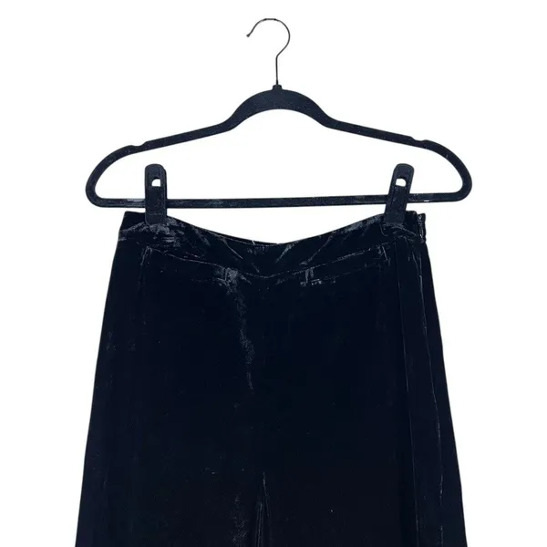 Anthropologie‎ Velvet Solid Wide Leg Pants Black Goth Elegant Size 4 - Image 3