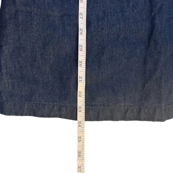 J. Crew Women's Puff-Sleeve Denim Popover Dress Blue Small Cotton Linen Preppy - Image 12
