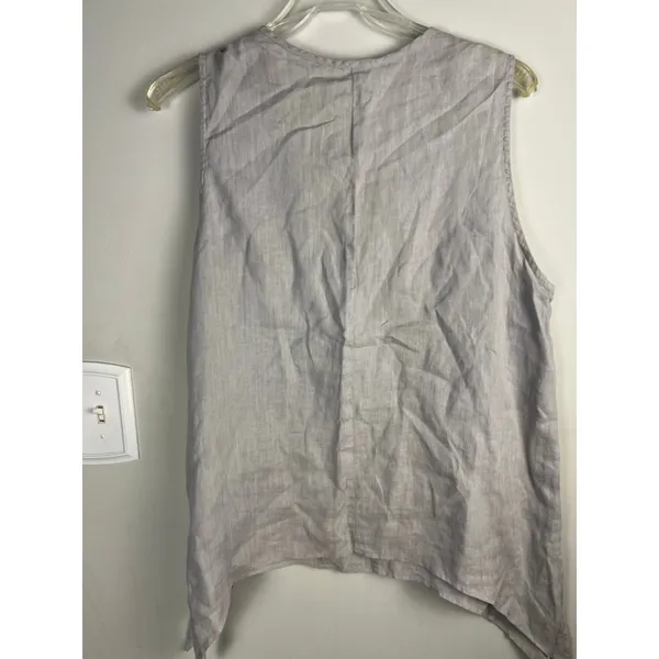 Women's La Fixsun Linen Tank Top Size S Gray - Vintage Hi -Low. Tie Sides - Image 6