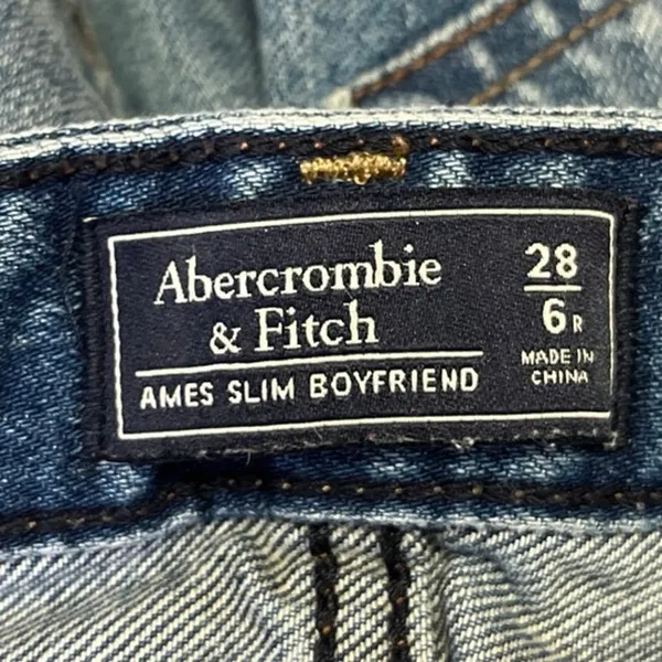 Abercrombie & Fitch Ames Blue Slim Boyfriend Distressed Straight Denim Jeans 6 - Image 4