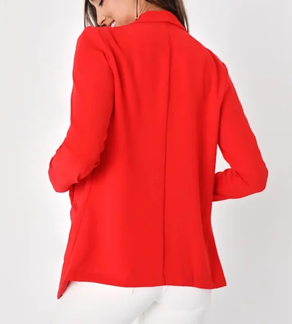 NWT Lulus Miss Punctuality Red Lightweight Blazer - Image 2