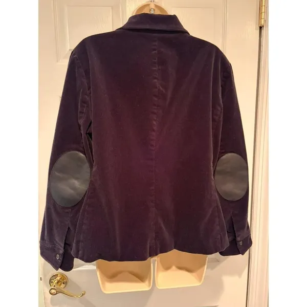 Lauren Ralph Lauren Black Corduroy‎ Jacket Leather Elbow Patches Women Large L - Image 3