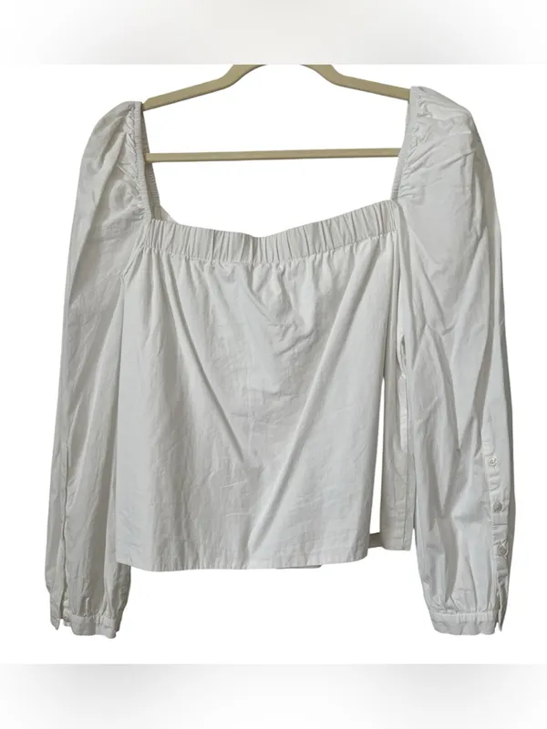 Zara trf white square neck button up long sleeve top - Image 2