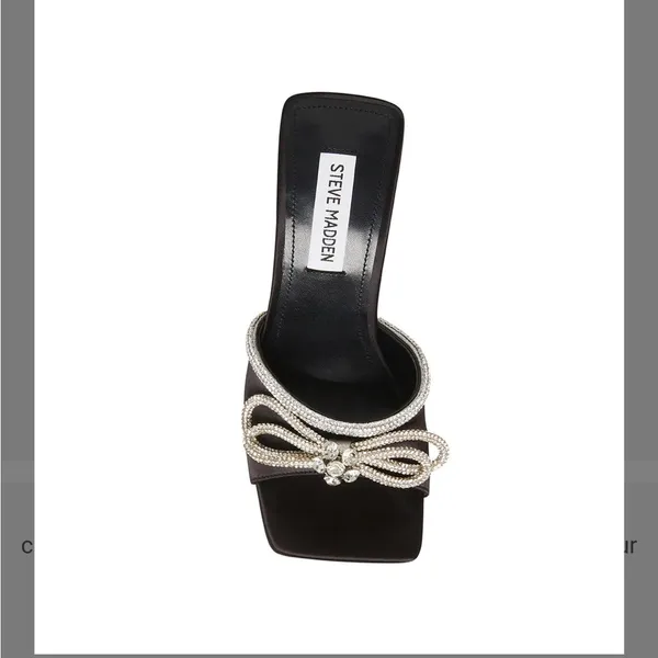 NWT Steve Madden Embellished Black Satin Heels - Image 4