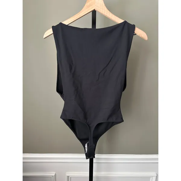 Free People Intimately Boat Neck Black Tank Bodysuit NWT Small - Image 3