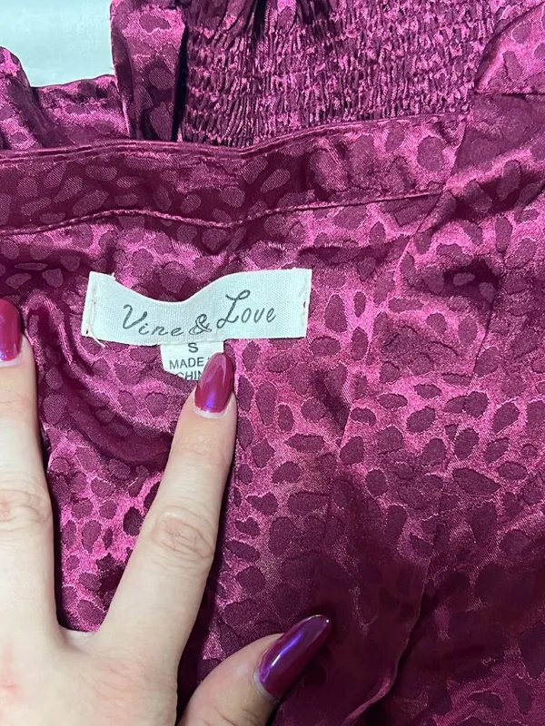 Burgundy Satin Ruffle Blouse Size S Romantic Vampy Dark Feminine Fall - Image 4