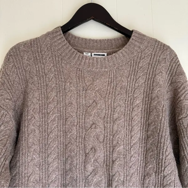 NOISY MAY Cable Knit Sweater Brown Medium - Image 2