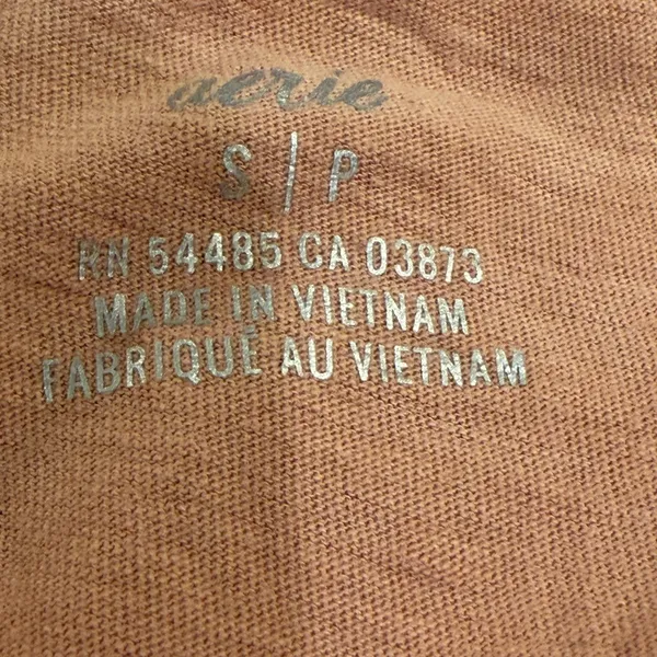Aerie Cropped Long Sleeve Tee Small Light Brown 100% Cotton - Image 3