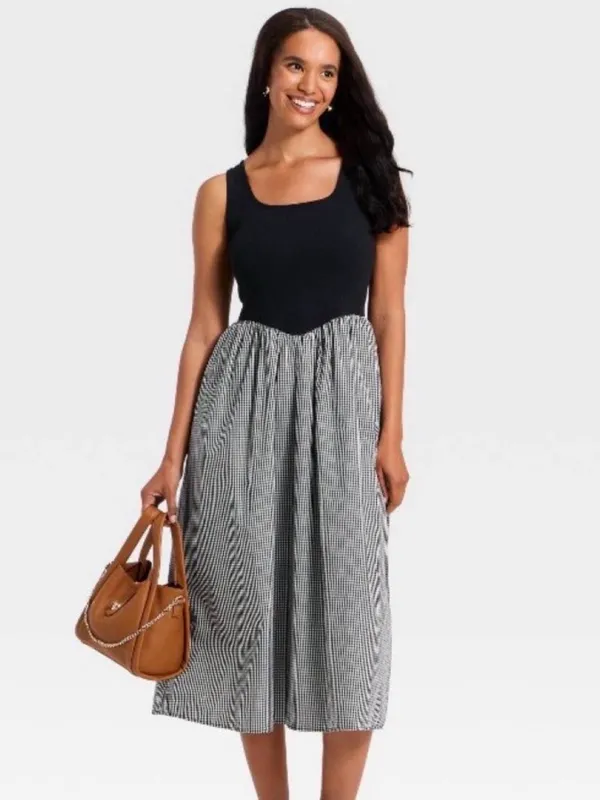 a new day Black Tank with Black-and-White Gingham Midi dress, size XL pinups - Image 4