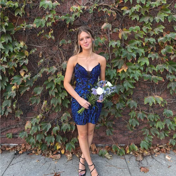 Primavera Couture Sparkling Royal Blue Sequin Evening Dress - Image 4