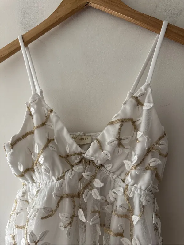 Thirty Thirty White and‎ Gold Romantic Floral Cami Top - Image 2
