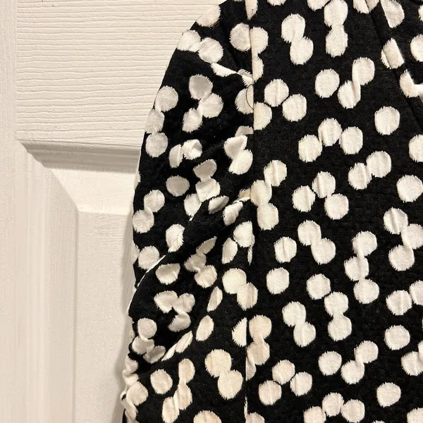 Deletta Anthropologie Polka Dot Textured Tunic Dress Black‎ White Puff Sleeve S - Image 4
