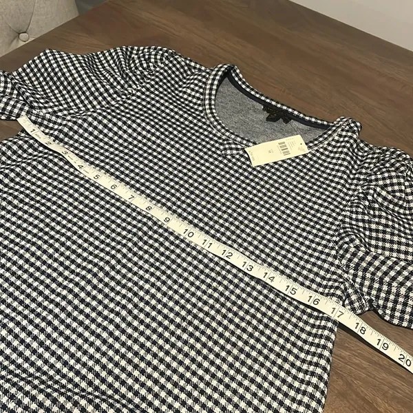 Anthropologie Blue and White Gingham Long Sleeve Top Sz M NWT - Image 3