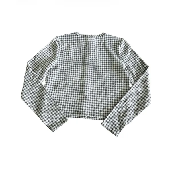 Wild Fable NWT Gingham Cropped‎ Cardigan Sweater Small Gray & White Button Down - Image 8