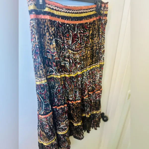 Chandry Kc Boho Velvet Animal Print Midi Skirt Nwt! Fall Style - Image 6
