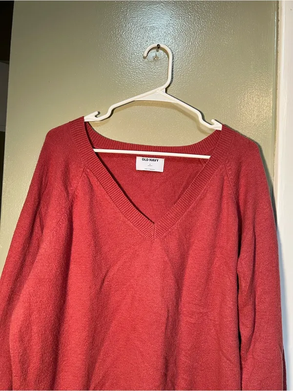Old Navy Women's Size Large SoSoft Loose V-Neck Sweater Mauve Rose‎ Pink Stretch - Image 3