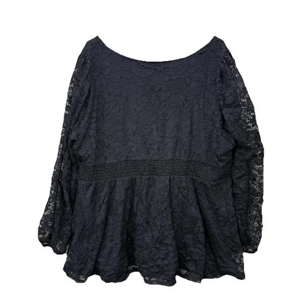 Torrid Black Stretch Lace Smocked Long Sleeve Babydoll Top Size 3X Goth Casual‎ - Image 7