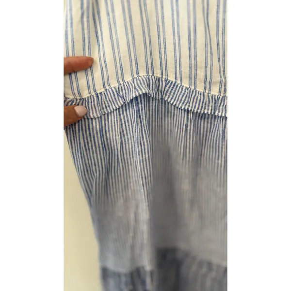 Rails Sandy Mixed Coastal Blue White Ruffled Tiered Linen Dress Sz Small 3025 - Image 3