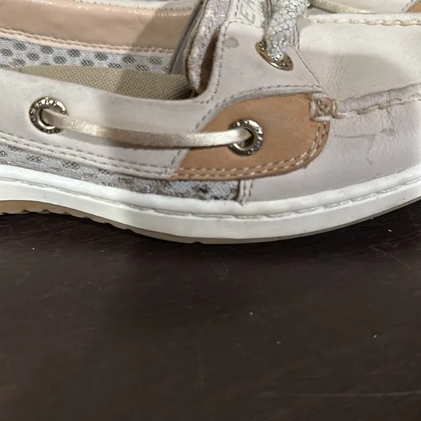 Sperry Top Sider size 7 Womens Beige White Leather Boat Shoes - Image 7