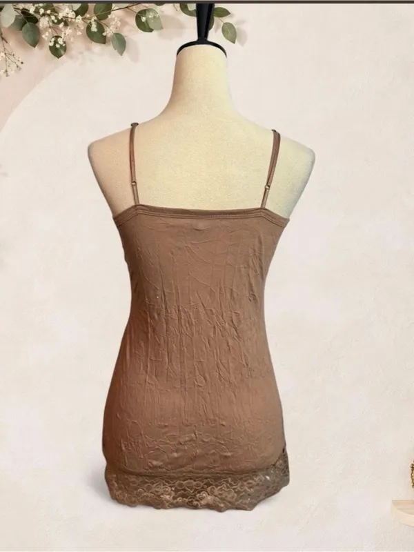 Vanity Essentials Brown Lace Longline Cami Top Size Medium - Image 5