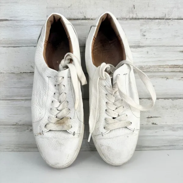 Frye Shoes Womens Leather Sneakers White Casual Low Top Lace Up Gates Size 8 - Image 4