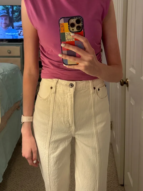 Abercrombie Ultra High Rise 90s Straight Jean Cream 25 Long - Image 3