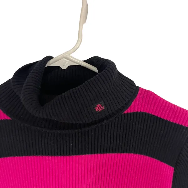 Lauren Ralph Lauren Size Medium Emo Preppy Y2k Striped‎ Turtle Neck Sweater - Image 3
