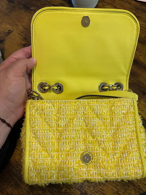 ✨ Kate Spade Yellow Tweed & Chain Convertible Crossbody Shoulder Bag ✨ - Image 5