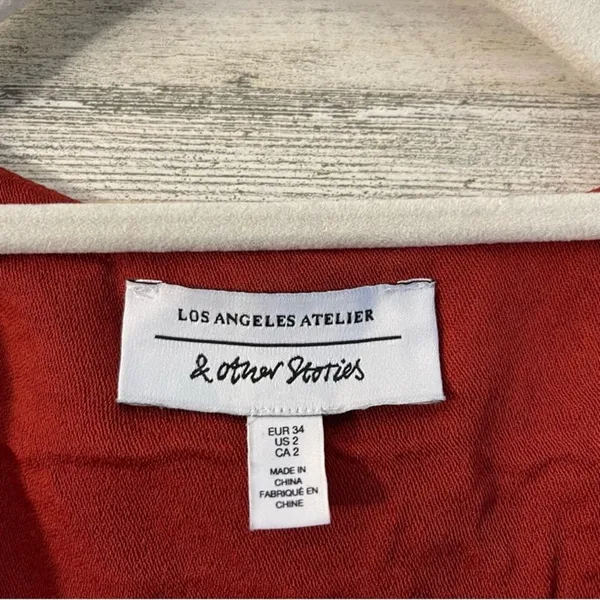 & Other Stories Flare Leg Lightweight Jumpsuit Outing Rust Red Sz 2‎ - Image 10