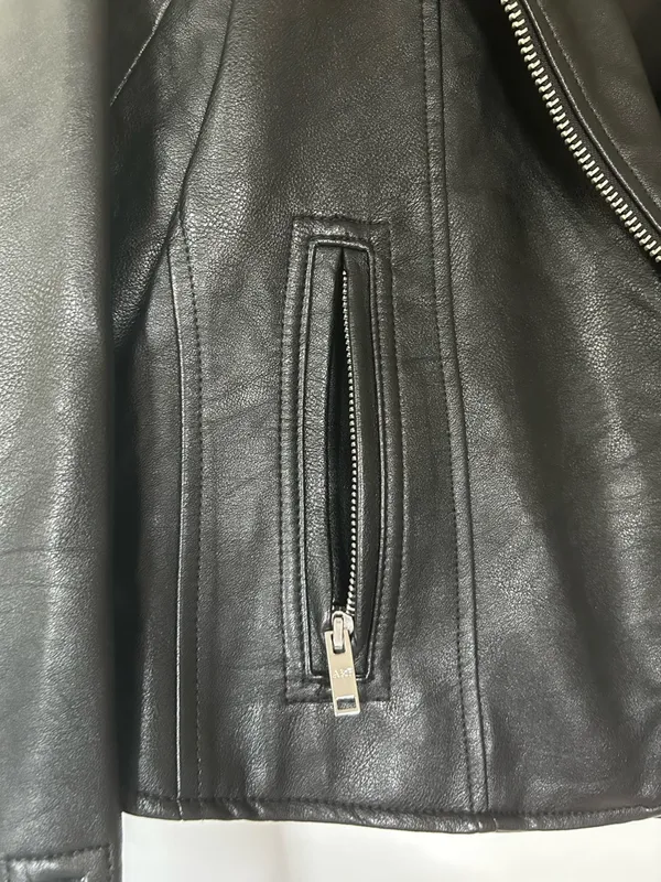 Abercrombie & Fitch Black Vegan Leather Moto Jacket with Silver Hardware Accents - Image 3