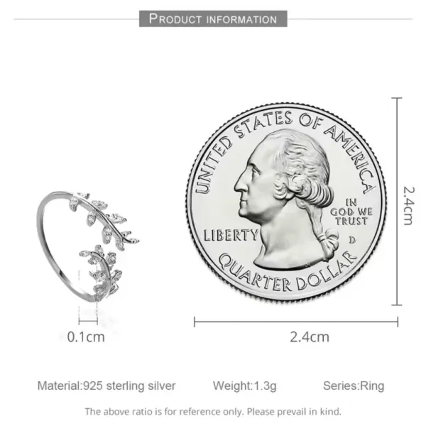 Boutique Sparkly 5a Cz‎ Leaf Ring | White Gold Plated Sterling Silver - Image 10
