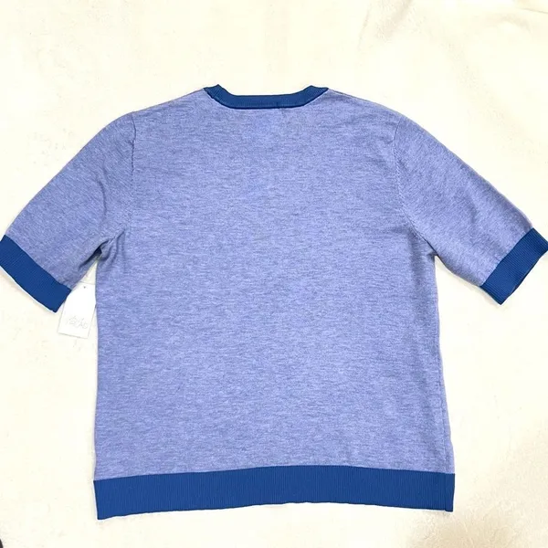 Daily Thread Blue Floral Short Sleeve Sweater NWT Size Large - Image 8