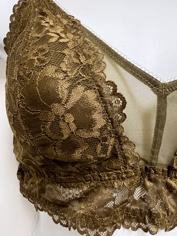 Savage X Fenty Olive FLORAL LACE AND MESH BRALETTE - Image 5