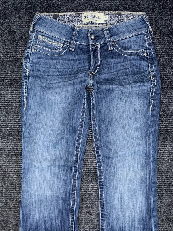 Ariat 26 x 33.5 REAL Mid Rise Stretch Original Boot Cut Blue Jeans 10011683 EUC - Image 3