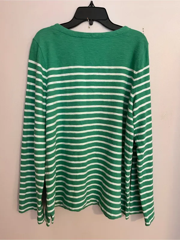 J. Jill Green and White‎ Striped Long-Sleeve Top - Image 2