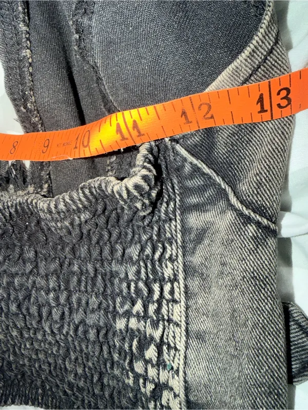 SheIn Frayed Denim Halter Top Buckle Backless Punk Hippie Jean Crop - Image 6