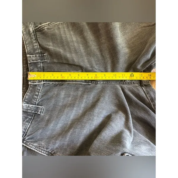 American Eagle Wide Leg Cargo Jeans Black High Rise Raw Hem 16 Long - Image 8